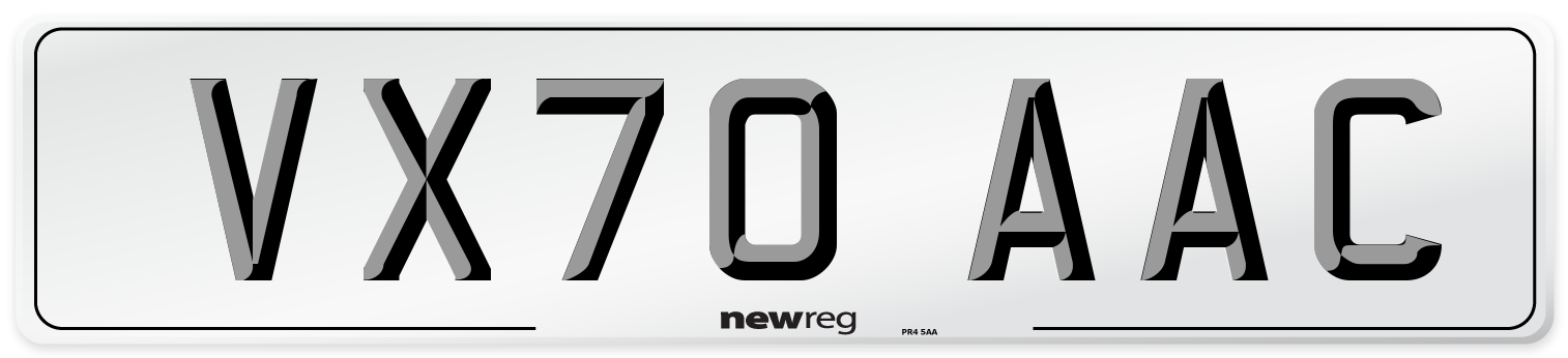 VX70 AAC Number Plate from New Reg